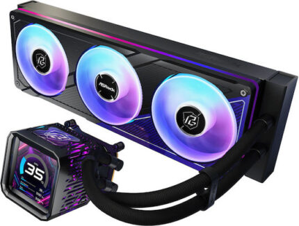 ASRock Phantom Gaming 360 LCD Water Cooling System AIO CPU with Triple Fans 120mm and ARGB Lighting