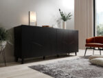 Μπουφές Etna Ξύλινος με Συρτάρια Black Matt 200x42x82cm