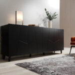 Μπουφές Etna Ξύλινος με Συρτάρια Black Matt 200x42x82cm
