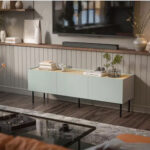 Cama FELLINI TV cabinet 150x40x52 olive + oiled oak top