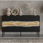 Cama INSERTO 3D chest of drawers 143.5x40x80 black + LED