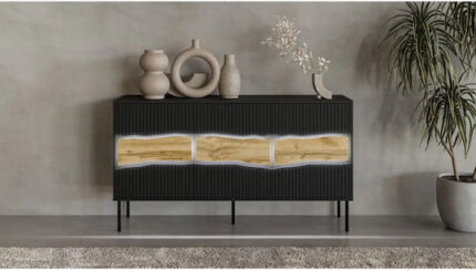 Cama INSERTO 3D chest of drawers 143.5x40x80 black + LED
