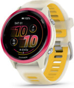 Garmin Forerunner 570 Aluminium 42mm Αδιάβροχο Smartwatch με Παλμογράφο (Raspberry Aluminum with Translucent Bone/Mango Band)