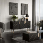Cama 3D MOUNTAIN chest of drawers 154x40x72 black + gold