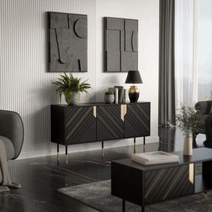 Cama 3D MOUNTAIN chest of drawers 154x40x72 black + gold