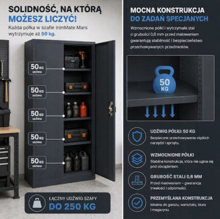 Δίφυλλη Ντουλάπα Μεταλλική 185x90x45εκ.