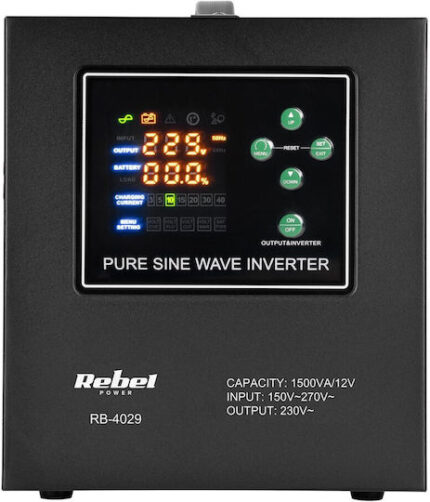 Rebel POWER-1500-LFP4 emergency power supply – a pure sine wave inverter with a 12V charging function  230V  1500VA/1050W