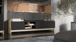 Sideboard Wooden Oak/black 190x38x50cm - Image 2