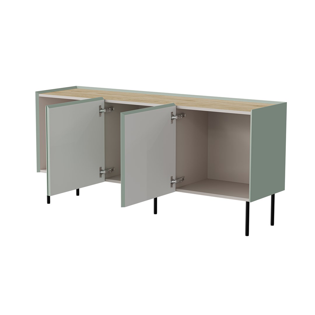Cama FELLINI chest of drawers 150x40x70 olive + oiled oak top - Image 1