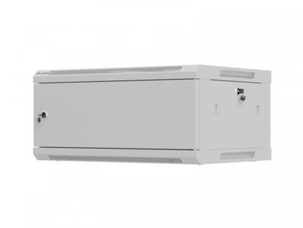 Szafa instalacyjna rack wisząca 19 cali 4U 600x450 szara drzwi metalowe (flat pack)