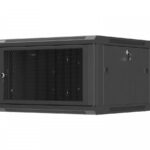 Szafa instalacyjna rack wisząca 19 cali 6U 600x600 czarna drzwi perforowane (flat pack)