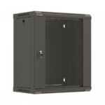 Szafa instalacyjna rack wisząca 19 cali 12U 540x350 czarna drzwi przeszklone (flat pack)