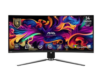 MSI Mag 341CQP QD-OLED Ultrawide QD-OLED HDR Curved Gaming Monitor 34" QHD 3440x1440 175Hz with Response Time 0.03ms GTG