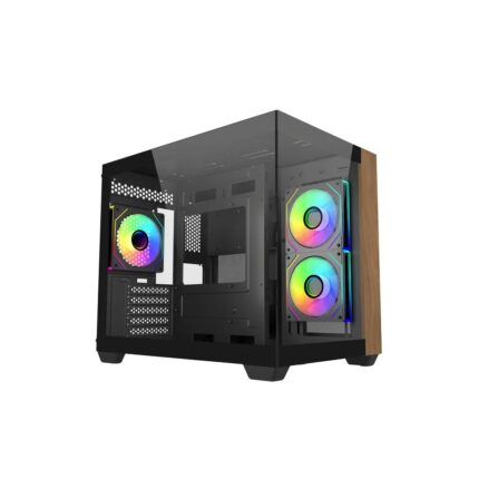CoolerMaster Elite 481 Wood Gaming Mini Tower Κουτί Υπολογιστή με Πλαϊνό Παράθυρο και ARGB Φωτισμό Μαύρο