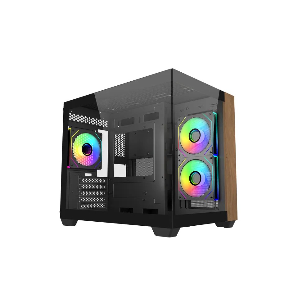 1011980_2099947.jpeg CoolerMaster Elite 481 Wood Gaming Mini Tower Κουτί Υπολογιστή με Πλαϊνό Παράθυρο και ARGB Φωτισμό Μαύρο - Image 1