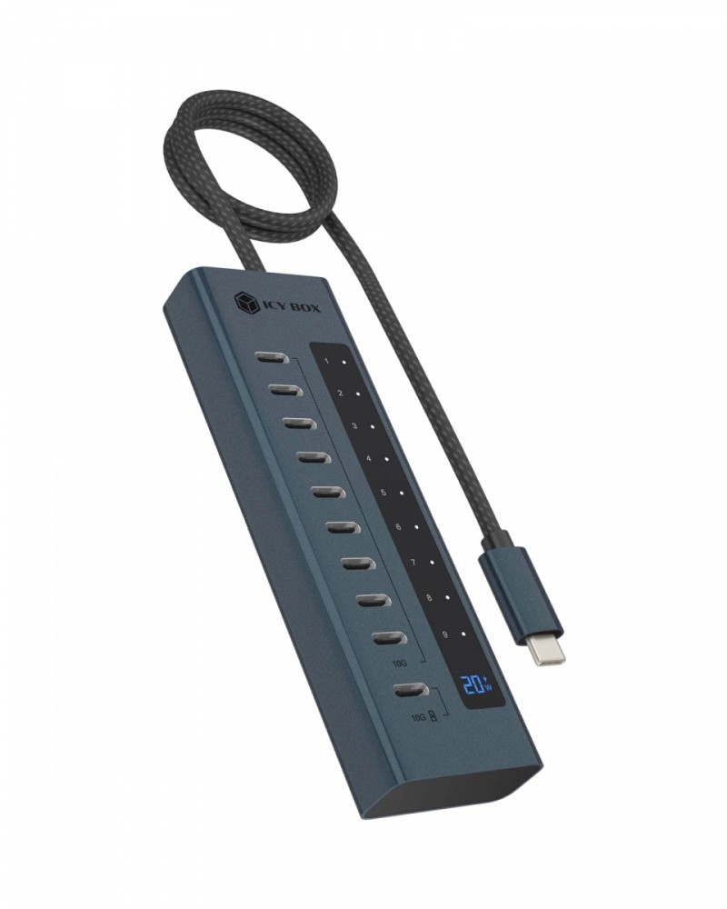 1015629_2112606.jpeg Icy Box Hub 10 Θυρών USB 3.2 με σύνδεση USB-C Γκρι - Image 1