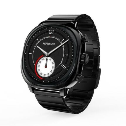 HiFuture AIX Stainless Steel Waterproof Smartwatch with Heart Rate Monitor (Black)