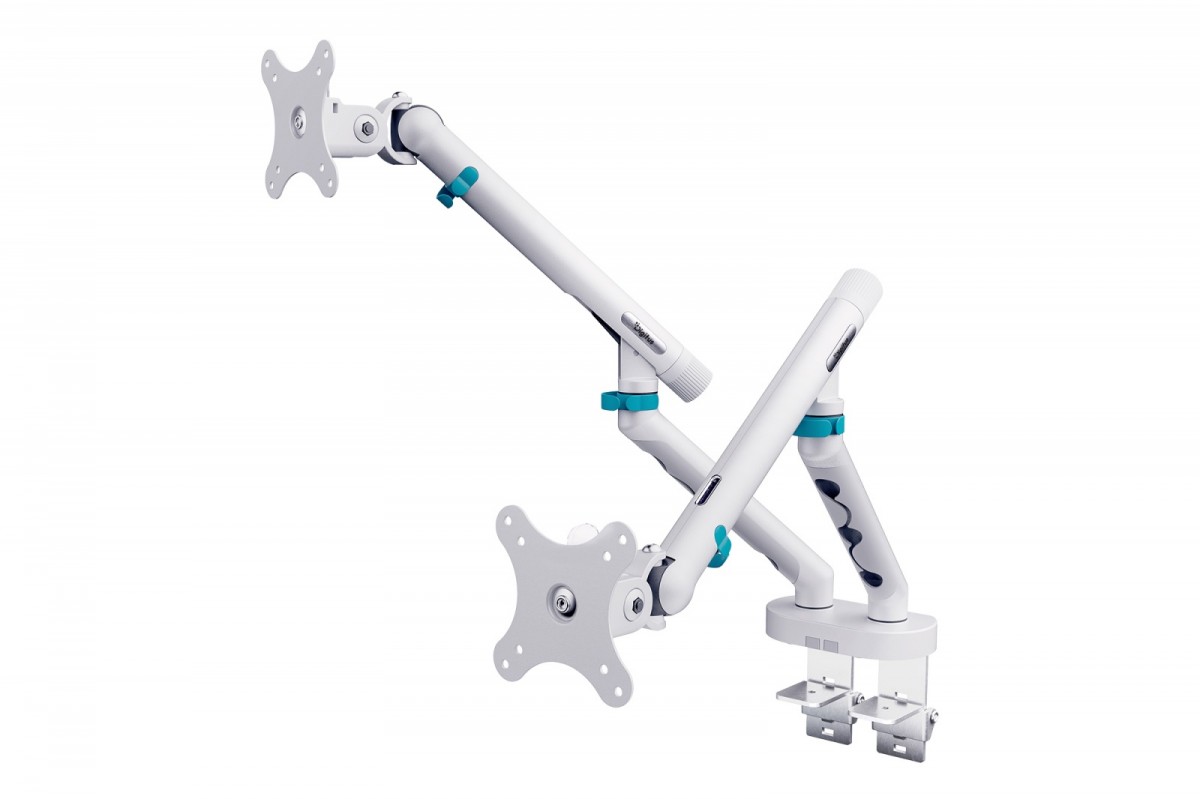 1017744_2112411.jpeg Digitus Desk Mount for 2 Monitors up to 35" with Extension Arm White (DA-90472) - Image 1