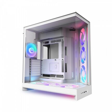 NZXT H9 Flow RGB+ Gaming Midi Tower Computer Case with Side Window Matte White