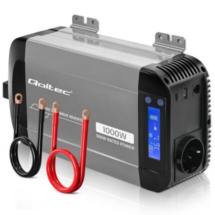 Qoltec Μετατροπέας Τάσης Pure Sine Wave 12v 230v 500/1000w Lcd Usb Usb‑c Συμβατός Lifepo4 Gel Agm