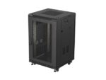 Szafa instalacyjna rack stojąca 19 cali 18U 600x600 drzwi perforowane LCD (Flat pack) czarna