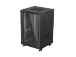 Szafa instalacyjna rack stojąca 19 cali 18U 600x600 drzwi przeszklone (Flat pack) czarna