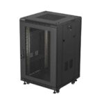 Szafa instalacyjna rack stojąca 19 cali 18U 600x800 drzwi przeszklone (Flat pack) czarna