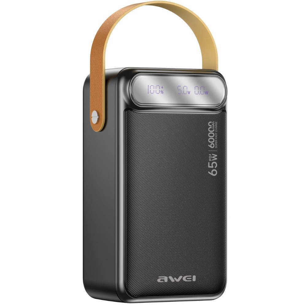 1036476_2192811.jpeg Awei PA-82 Power Bank 60000mAh 65W με 2 Θύρες USB-A και Θύρα USB-C Power Delivery Μαύρο - Image 1