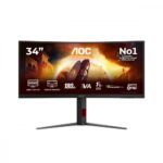 AOC CU34G4CA Ultrawide VA HDR Curved Gaming Monitor 34" QHD 3440x1440 180Hz με Χρόνο Απόκρισης 1ms GTG