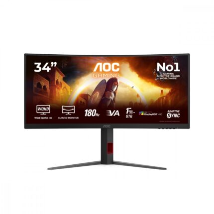 AOC CU34G4CA Ultrawide VA HDR Curved Gaming Monitor 34" QHD 3440x1440 180Hz με Χρόνο Απόκρισης 1ms GTG