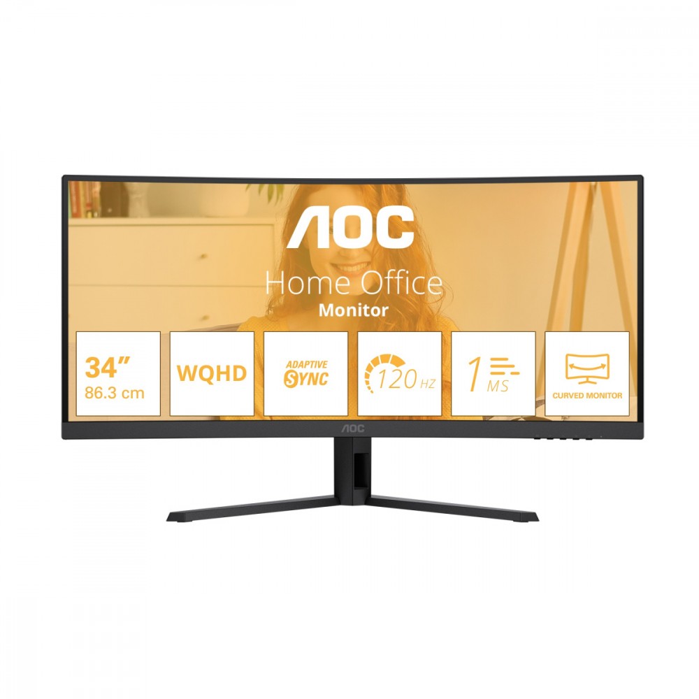 1037910_2207342.jpeg AOC CU34B3E Ultrawide VA HDR Curved Monitor 34" QHD 3440x1440 - Image 1