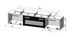 RTV cabinet ROVA with electric fireplace 190x37x48 cm black/black gloss - Image 4