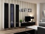 Vigo 180 Wall Living Room Display Cabinet made of Particleboard with Glass White / Black Gloss 40x30x180cm - Image 18