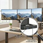Maclean Energy MC-811 Stand Desk Mounted for 3 Monitors up to 27" with Arm - Image 2
