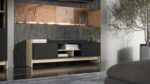 Sideboard Wooden Oak/black 150x38x50cm - Image 6