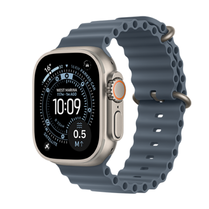 Watch Apple Watch Ultra 3 (2025) 5G 49mm Natural Titanium Case with Ocean Band - Anchor Blue