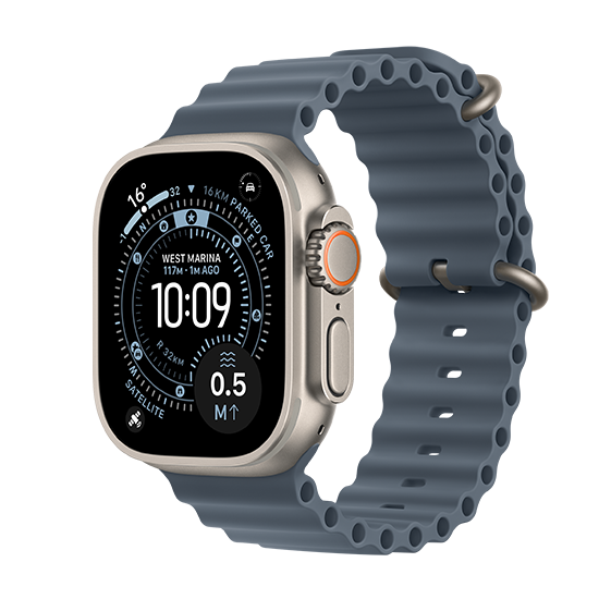 195950608793.png Watch Apple Watch Ultra 3 (2025) 5G 49mm Natural Titanium Case with Ocean Band - Anchor Blue - Image 1