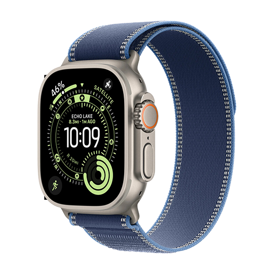 195950609448.png Watch Apple Watch Ultra 3 (2025) 5G 49mm Natural Titanium Case with Trail Loop M/L - Blue/Bright Blue - Image 1