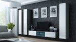 Vigo 180 Wall Living Room Display Cabinet made of Particleboard with Glass Grey / White Gloss 40x30x180cm - Image 6