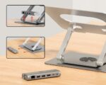 Adjustable laptop stand + USB-C HDMI hub Unitek D1109B01 PD 100W - Image 6