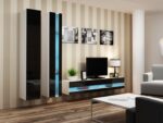 Vigo Wall Living Room Display Cabinet made of Particleboard with Glass & Lighting White / Black Gloss 40x30x180cm - Image 6