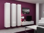 Vigo 180 Wall Living Room Display Cabinet made of Particleboard with Glass White / White Gloss 40x30x180cm - Image 10