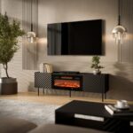 Cama LUCCA TV cabinet 180x40x59 black + black fireplace - Image 3