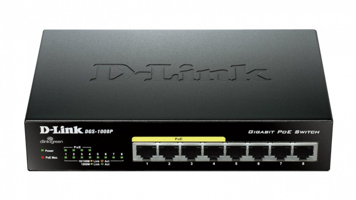 282774_737757.jpeg D-Link DGS-1008P Unmanaged L2 PoE Switch with 8 Gigabit (1Gbps) Ethernet Ports - Image 1