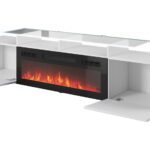 RTV cabinet ROVA with electric fireplace 190x37x48 white/gloss white