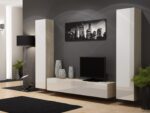 Vigo 180 Wall Living Room Display Cabinet made of Particleboard Sonoma/White Gloss 40x30x180cm - Image 2