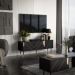 Cama 3D MOUNTAIN TV cabinet 154x40x55 black + gold - Image 3