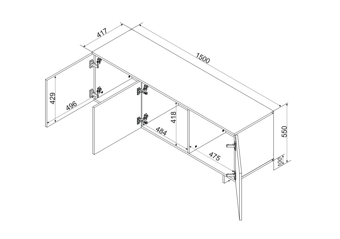 Cama 3D RTV cabinet ALMA 150x41.5xH55 cashmere - Image 1
