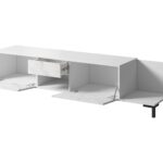 RTV Cabinet MARMO 2D1S1K 195x40x47.5 cm white matt/marble white
