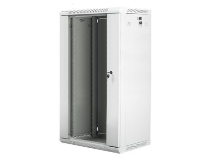 Szafa instalacyjna wisząca 19 cali 22U 600X450mm szara (drzwi szklane)